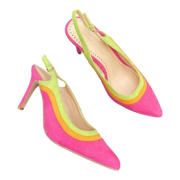 Vince Camuto suede neon ankle heel size 7 - Picture 1 of 6